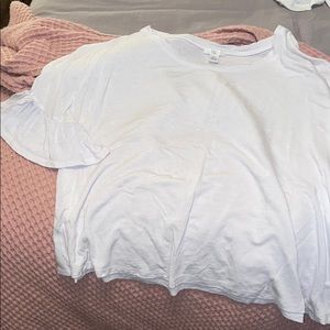 White ruffle sleeve crop top